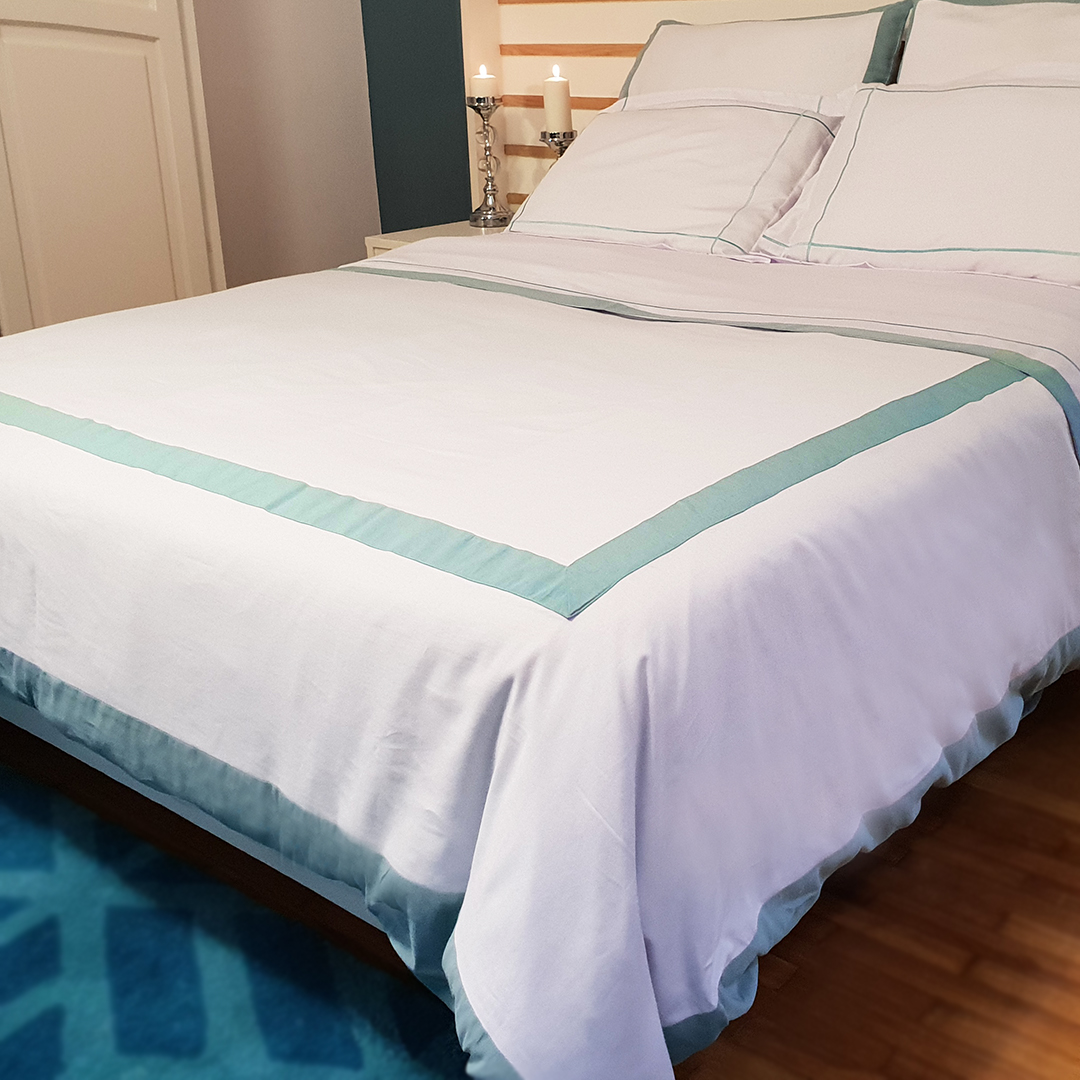 Mint Border Duvet cover 100% Egyptian Cotton -300TC